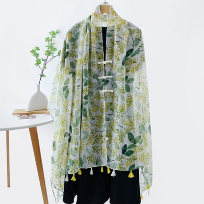 Scarvii - Boho Summer Shawl Scarf With Fringed &amp; Button