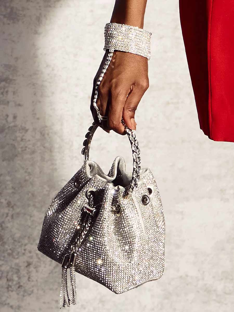 Greta Crystal Embellished Bucket Bag