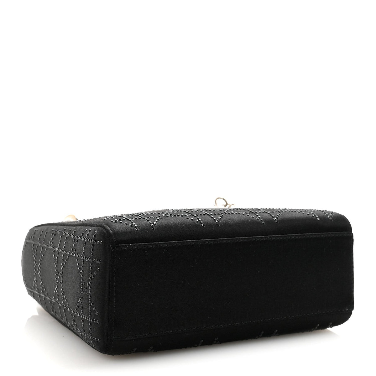 Satin Crystal Cannage Mini Lady Dior Black