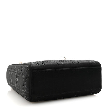 Satin Crystal Cannage Mini Lady Dior Black