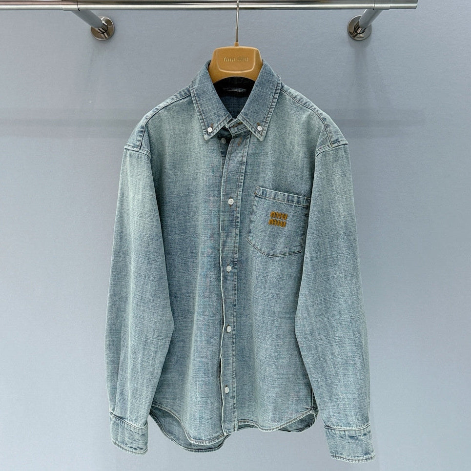 Miumiu 2026 Denim Shirt Light Blue Cotton
