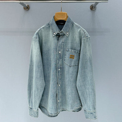 Miumiu 2026 Denim Shirt Light Blue Cotton