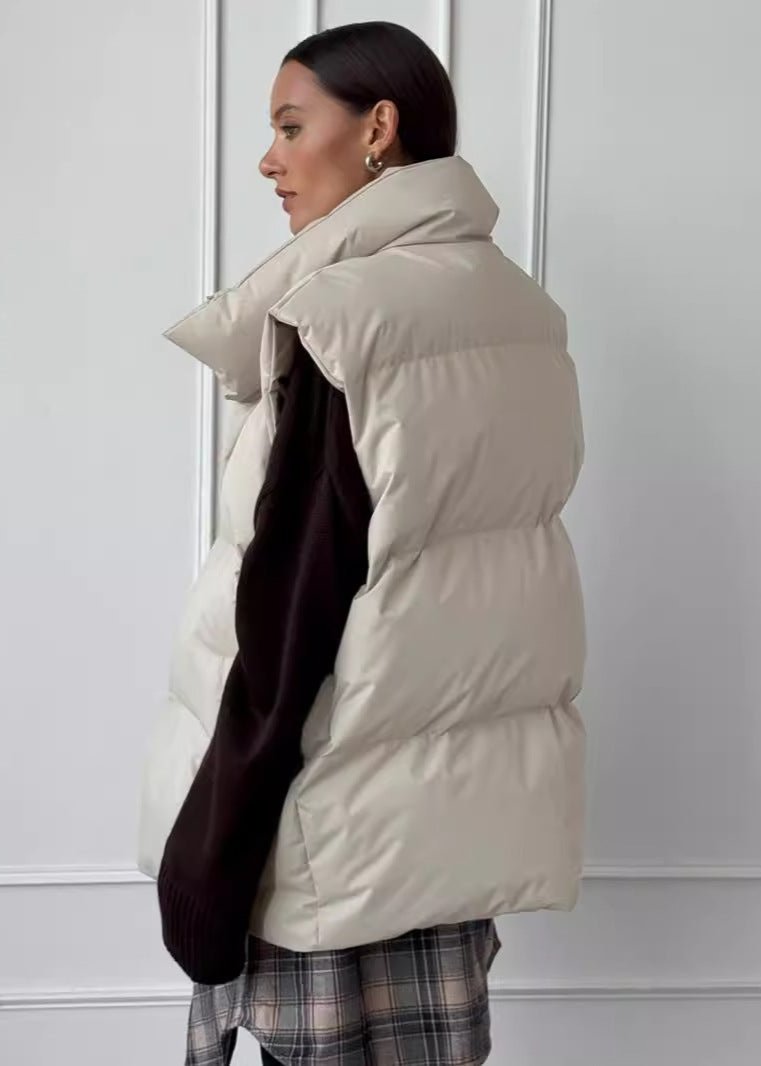 Padded Cotton Vest High Neck Sleeveless Design
