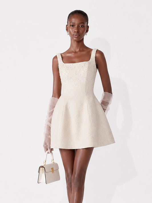 Seraphina Vintage Pearl Strap Mini Dress