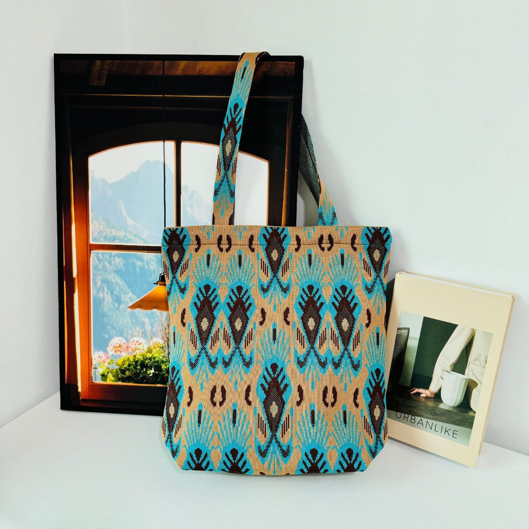 Cosbai - Atlas Print knit Shoulder Bag - Spacious &amp; Vintage