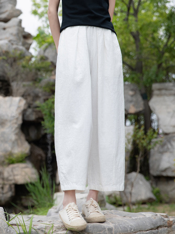 Loose Wide Leg Elasticity Solid Color Casual Pants Bottoms