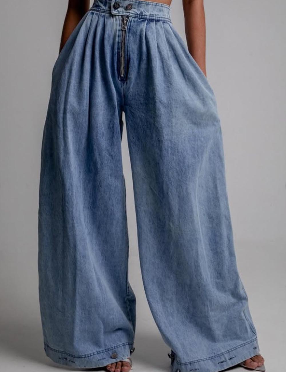 Trendy High Rise Harem Baggy Denim Pants