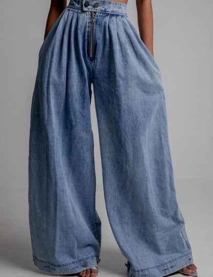 Trendy High Rise Harem Baggy Denim Pants