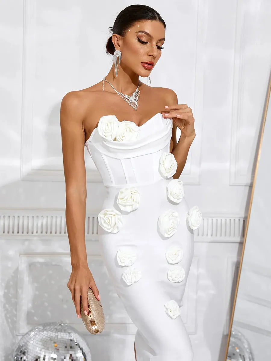 Paloma 3D Floral Off The Shoulder Maxi Dress
