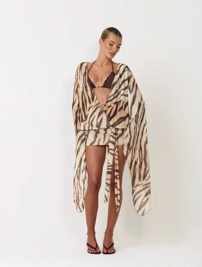 Zola Tiger Print Wrap Mini Dress