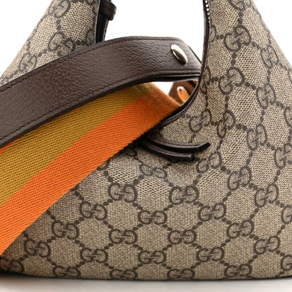 GG Supreme Monogram Textured Calfskin Web Small Attache Shoulder Bag Beige Ebony New Acero