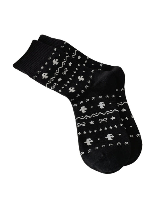 Rufia - Retro Mid-calf Socks with Hearts and Animal Prints