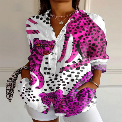 2025 New Retro Floral Art Print Casual Linen Shirt Fashionable Pretty Shirt Fast Shipping