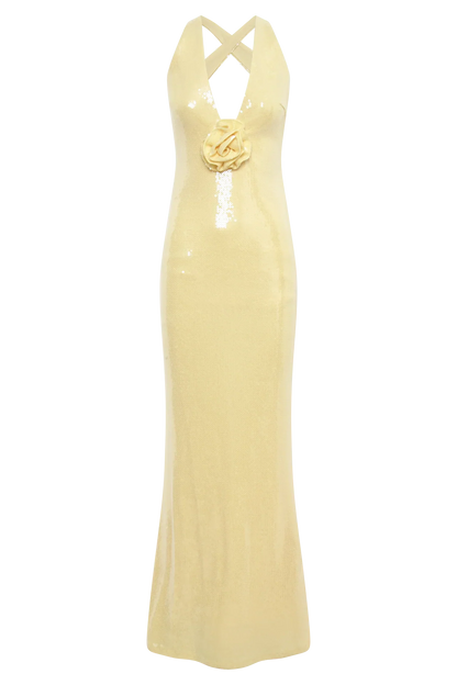 Eliza Rose Sequin Maxi Dress - Lemon