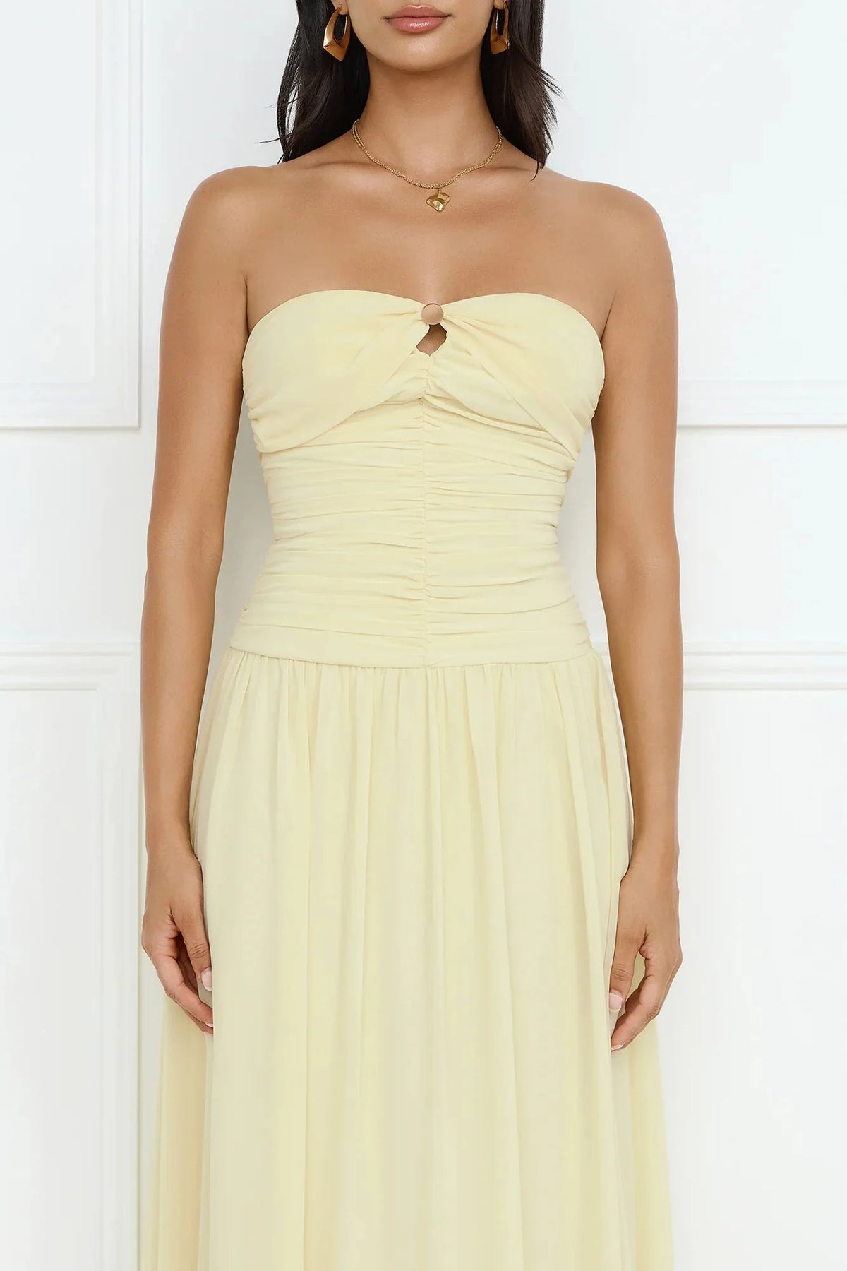 Enchanted Edit Strapless Maxi Dress Yellow