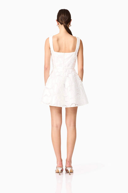 Elara Beaded Mini Dress in White