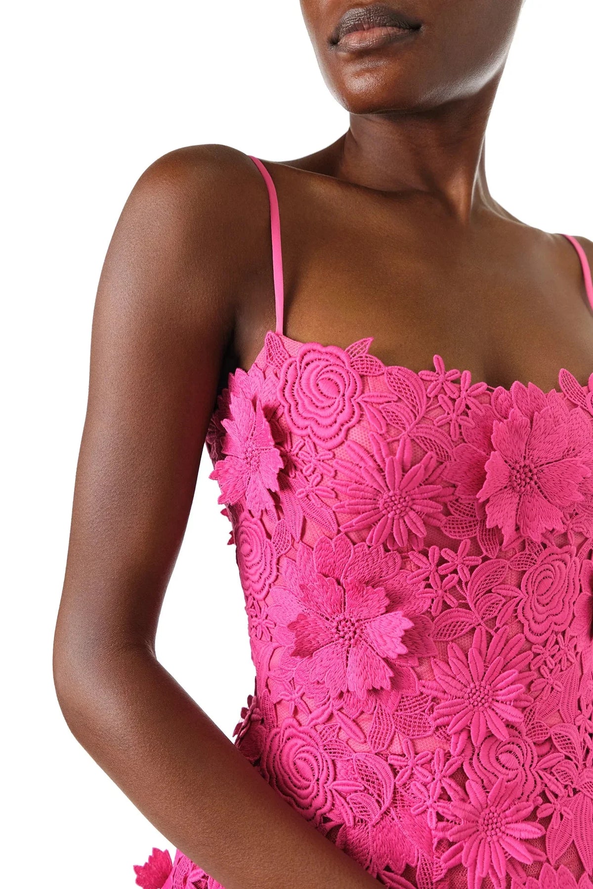 Fuchsia Lace Mini Dress