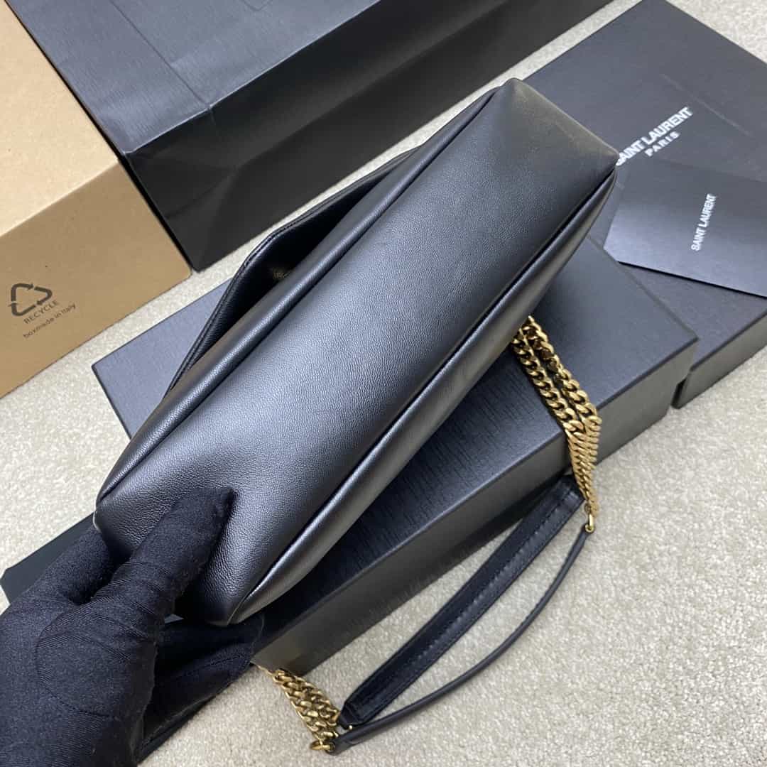 Saint Laurent  black lambskin chain handbag