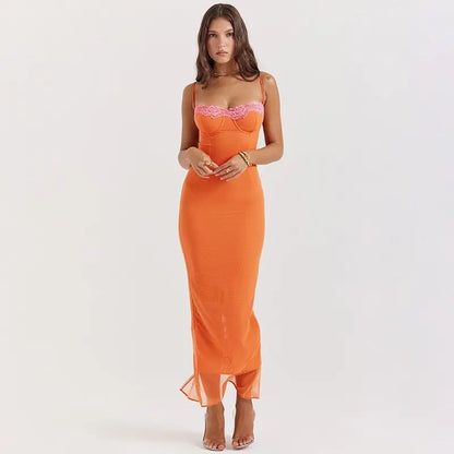 2024 Lace Patchwork Backless Bodycon Lace Dress