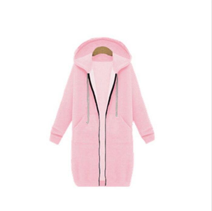 Autumn Winte Women Casual Long Zipper Hooded Jacket Hoodies Sweatshirt Vintage Plus Size 5Xl Pink Outwear Hoody Coat Clothing