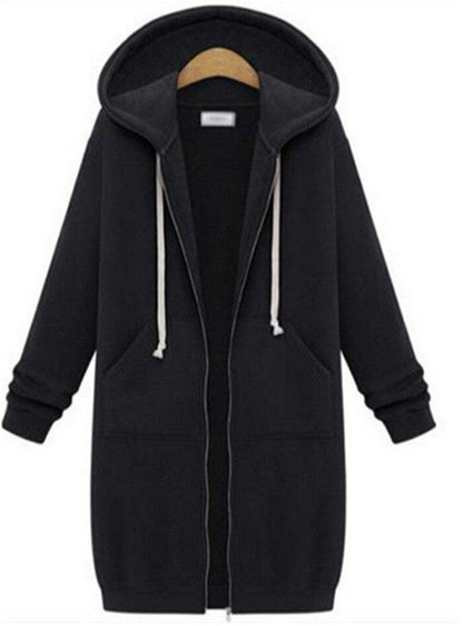 Autumn Winte Women Casual Long Zipper Hooded Jacket Hoodies Sweatshirt Vintage Plus Size 5Xl Pink Outwear Hoody Coat Clothing