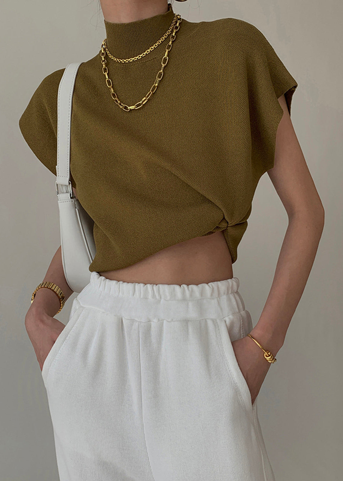 Mock Neck Knit Top Sleeveless Black Soft Knit