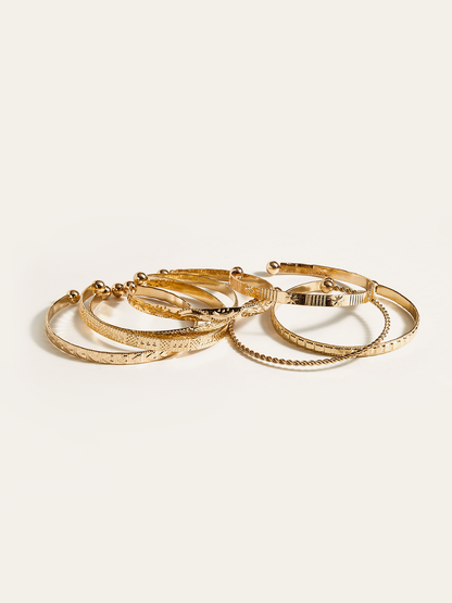 7pcs Golden Engraved Bracelet Set