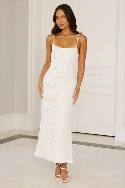 Delicately Divine Knit Maxi Dress Cream