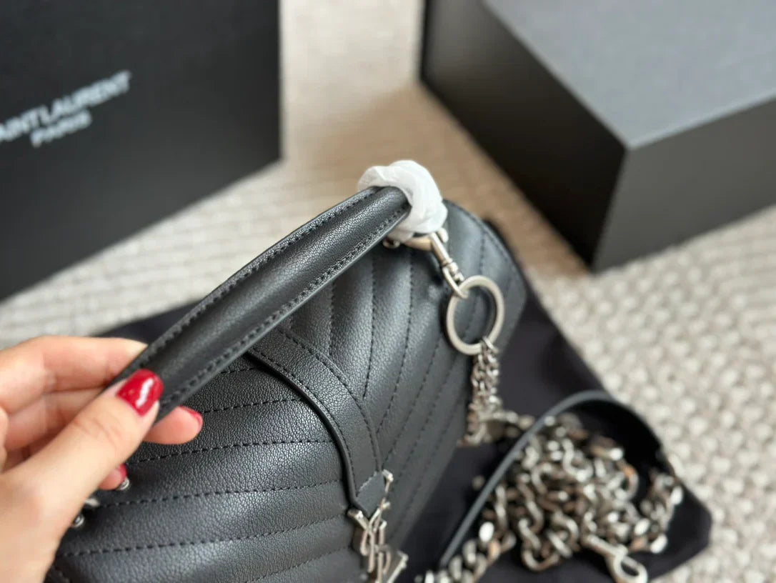 YSL Classic Black Leather Tote Bag Size 24x17cm