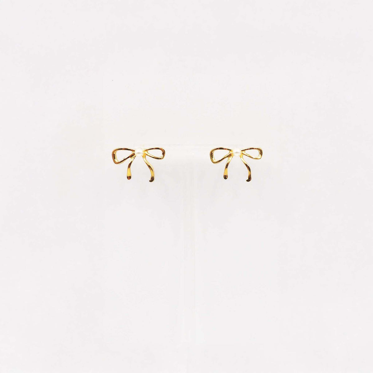 Bow Pearl Point Stud Earrings