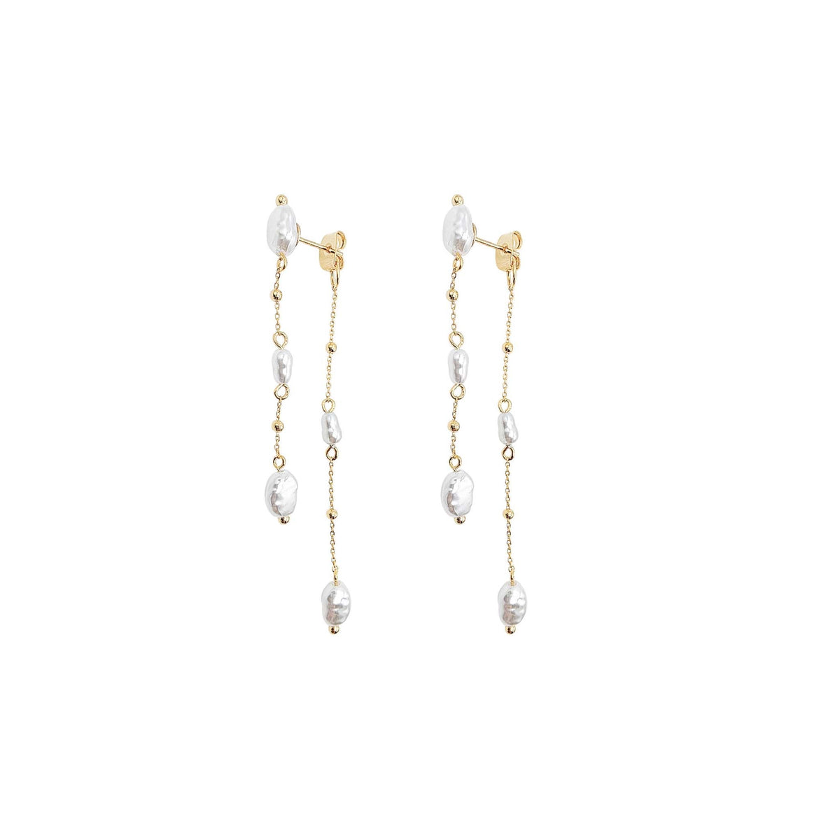 Double Layer Pearl Dangle Earrings
