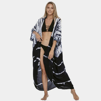 Beach Cover Ups For Swimwear Women Black Tie Dye Kimono Swimsuit Cape Summer Dress 2022 Beachwear Outfits Sales