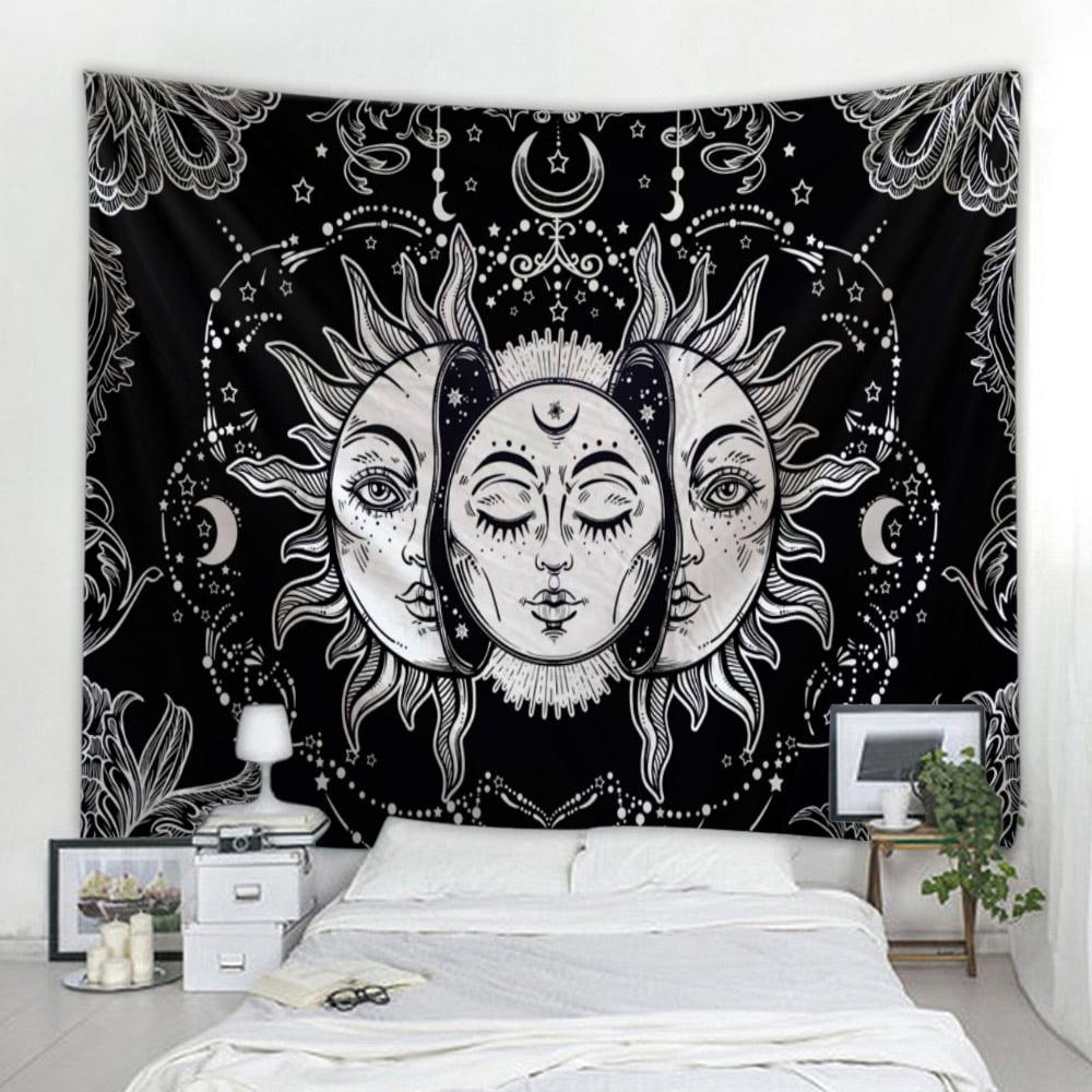 Beautiful Psychedelic Face Printing Big Wall Mounted Cheap Hippie Wall Hanging Bohemian Wall Tapestry Mandala Wall Art Decoratio