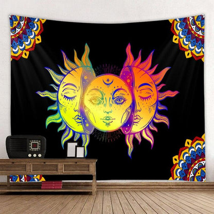 Beautiful Psychedelic Face Printing Big Wall Mounted Cheap Hippie Wall Hanging Bohemian Wall Tapestry Mandala Wall Art Decoratio