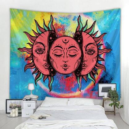 Beautiful Psychedelic Face Printing Big Wall Mounted Cheap Hippie Wall Hanging Bohemian Wall Tapestry Mandala Wall Art Decoratio