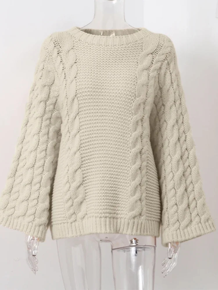 Big Twist Loose Women'S Sweater Fashion Knit Warm Turtleneck Lantern Sleeve Female Pullover 2024 Autumn Winter Lady Jumper