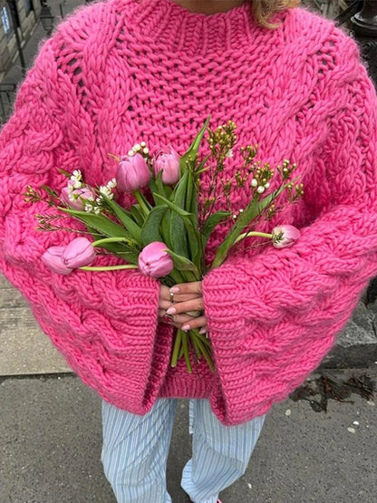 Big Twist Loose Women'S Sweater Fashion Knit Warm Turtleneck Lantern Sleeve Female Pullover 2024 Autumn Winter Lady Jumper