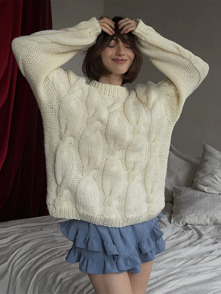 Big Twist Loose Women'S Sweater Fashion Knit Warm Turtleneck Lantern Sleeve Female Pullover 2024 Autumn Winter Lady Jumper