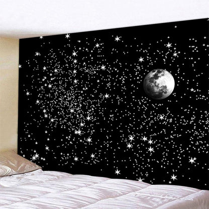 Black And White Moon Mandala Tapestry Bohemian Decoration Wall Hanging Bedroom Psychedelic Scene Starlight Art Home Decoration