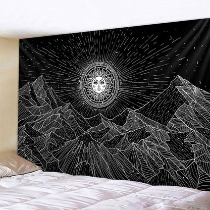 Black And White Moon Mandala Tapestry Bohemian Decoration Wall Hanging Bedroom Psychedelic Scene Starlight Art Home Decoration