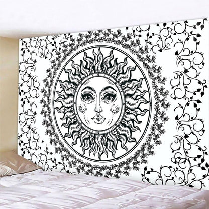Black And White Moon Mandala Tapestry Bohemian Decoration Wall Hanging Bedroom Psychedelic Scene Starlight Art Home Decoration