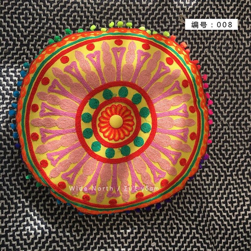 Bohemian Tatami Cushion Cute Pillow  Fluffy Pillow   Embroidered Futon Chair Cushion Round Tassel With Core  Pillow Decorative