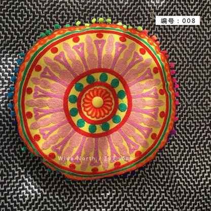 Bohemian Tatami Cushion Cute Pillow  Fluffy Pillow   Embroidered Futon Chair Cushion Round Tassel With Core  Pillow Decorative