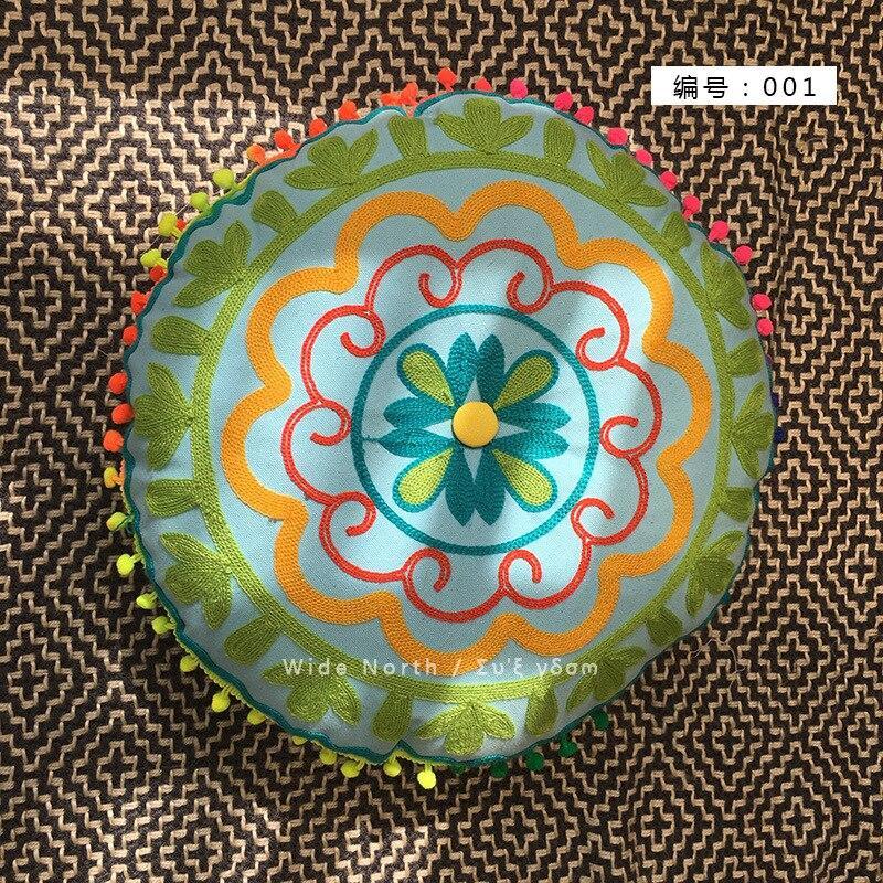 Bohemian Tatami Cushion Cute Pillow  Fluffy Pillow   Embroidered Futon Chair Cushion Round Tassel With Core  Pillow Decorative