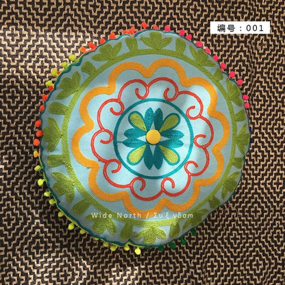 Bohemian Tatami Cushion Cute Pillow  Fluffy Pillow   Embroidered Futon Chair Cushion Round Tassel With Core  Pillow Decorative