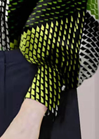 Boho Colorblock button Peter Pan Collar Print Blouses lantern sleeve