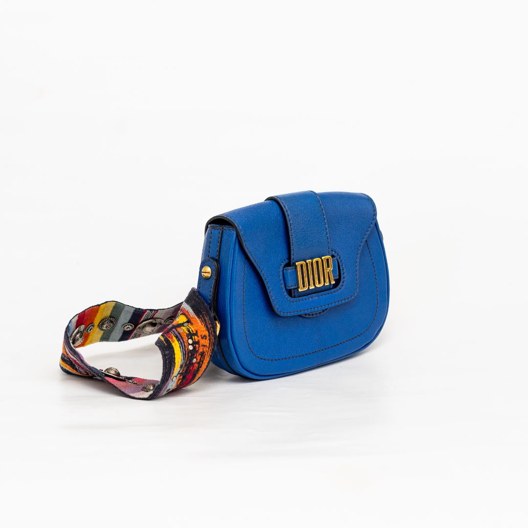 Dior 2018 Bright Blue D-Fence Crossbody w/ Limited Edition Strap