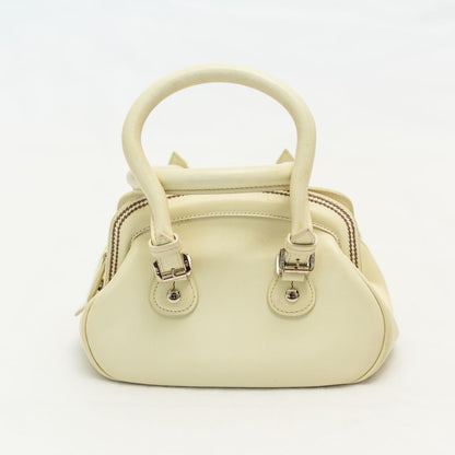Christian Dior Off-White Leather Vintage Top Handle Bag
