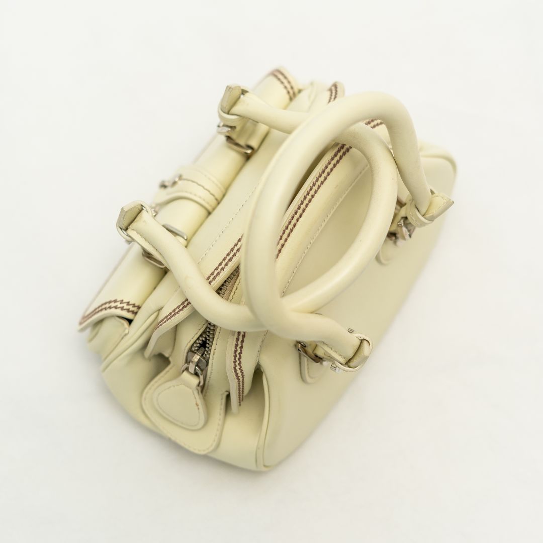 Christian Dior Off-White Leather Vintage Top Handle Bag