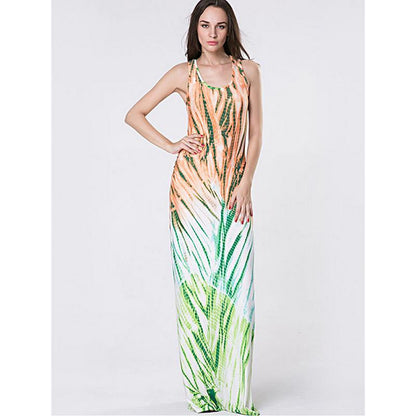 Casual Female Dress Plus Size Woman Dress Max Sleeveless O-Neck Vestido Printing
